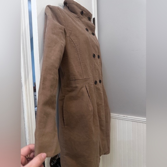 MNG by Mango Women’s L Brown Double-Breasted Military Trench Coat Jacket Chic - Picture 2 of 11